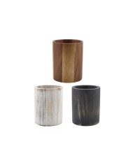 Acacia Wood Cutlery Cylinders